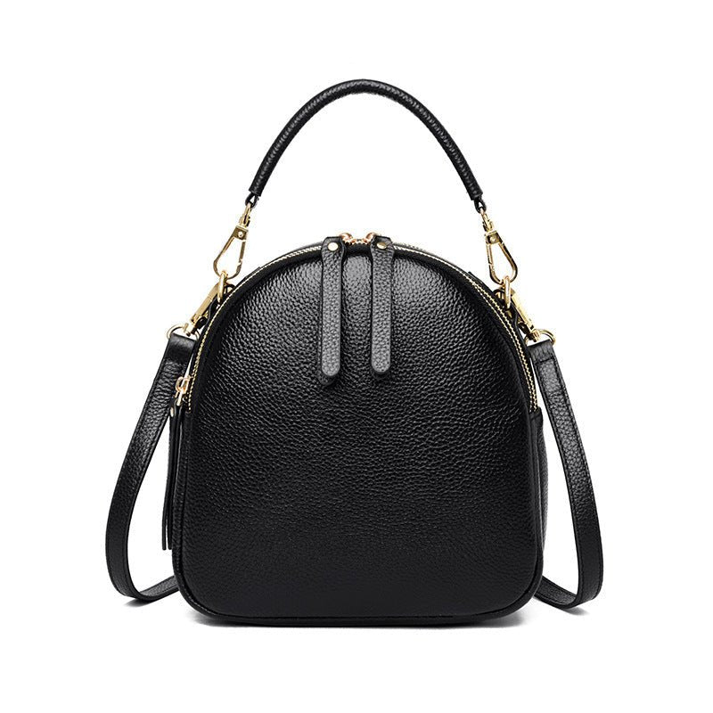 Top Layer Cowhide Clutch Leather Chain Bag Black