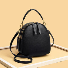 Top Layer Cowhide Clutch Leather Chain Bag Brown