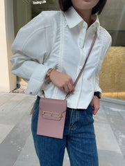Top Layer Cowhide Small Messenger Shoulder Bag Pink