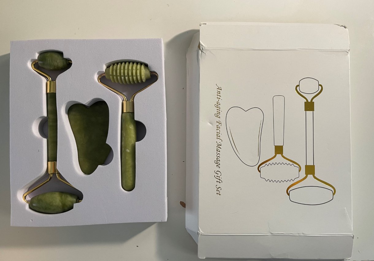 TranquilGlow Pro: Deluxe Facial Massage Roller Set with Accessories Threepiece set