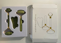 TranquilGlow Pro: Deluxe Facial Massage Roller Set with Accessories Threepiece set