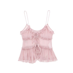 Translucent Laminated Decor Camisole for Women Pink