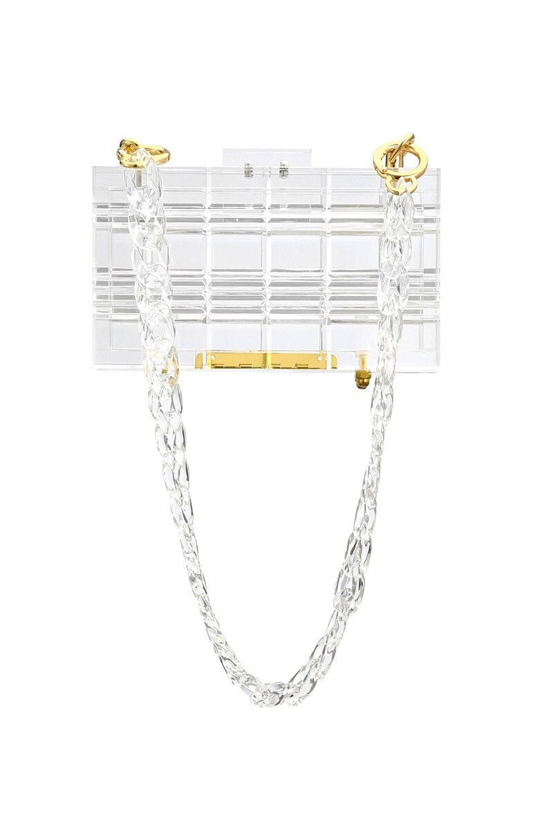 Transparent Acrylic Clutch Bag Fishbone chain 65cm
