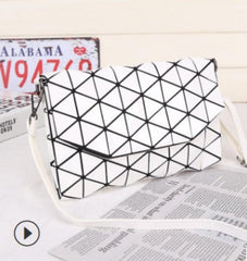 Trending Rhombic Clutch - Shoulder & Diagonal Crossbody Bag White