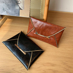 Trendy Envelope Solid Color Casual Clutch Brown