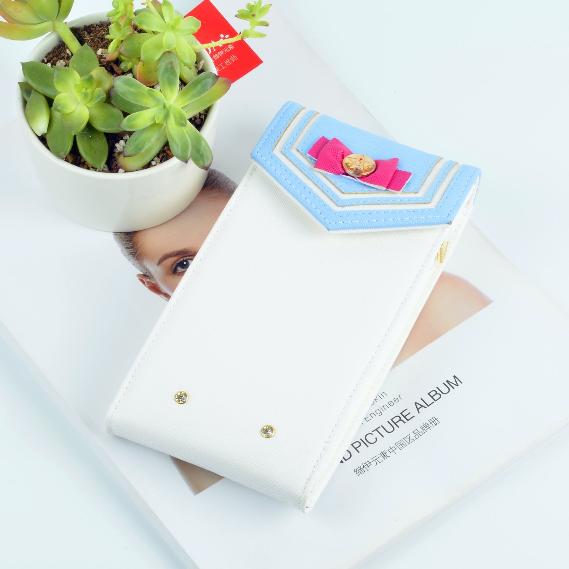 Trendy Large Capacity Clutch Mobile Phone Cross Bag White
