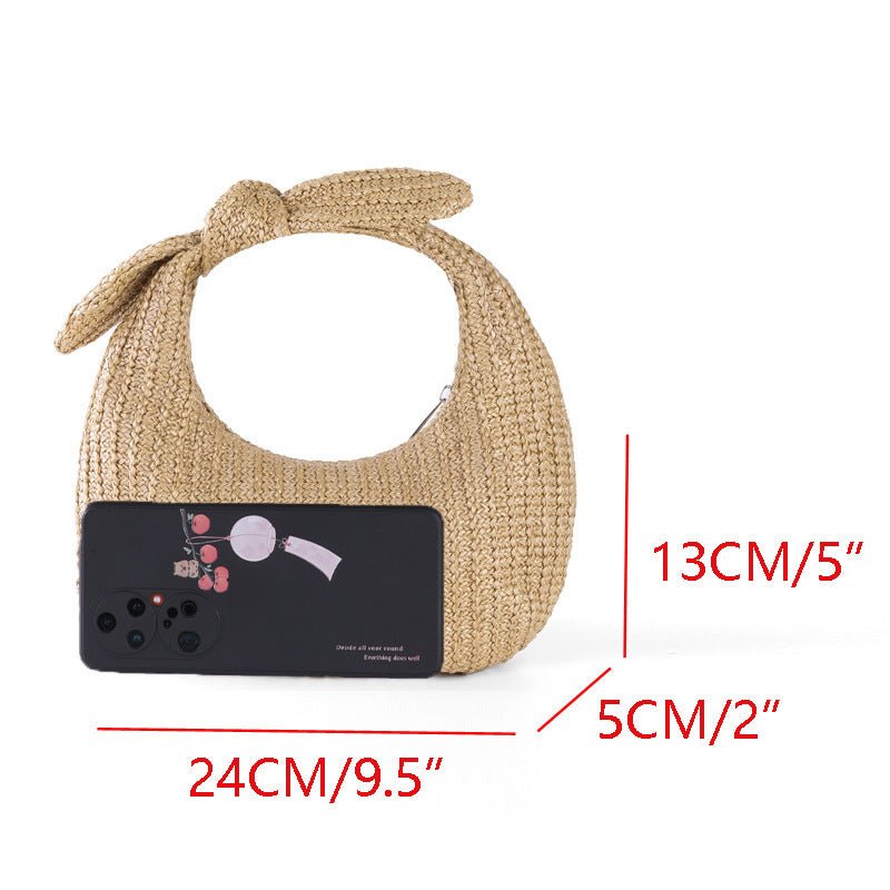 Vacation Style Bow Straw Handbag Clutch Color