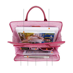 Versatile Ladies Faux Leather Laptop Briefcase with Clutch Black