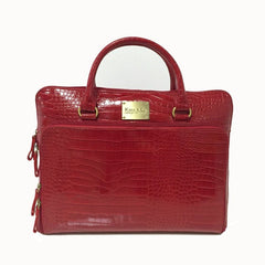 Versatile Ladies Faux Leather Laptop Briefcase with Clutch Wine Red