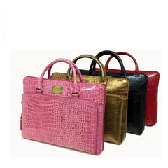 Versatile Ladies Faux Leather Laptop Briefcase with Clutch Black