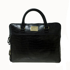 Versatile Ladies Faux Leather Laptop Briefcase with Clutch Black