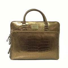 Versatile Ladies Faux Leather Laptop Briefcase with Clutch Champagne gold