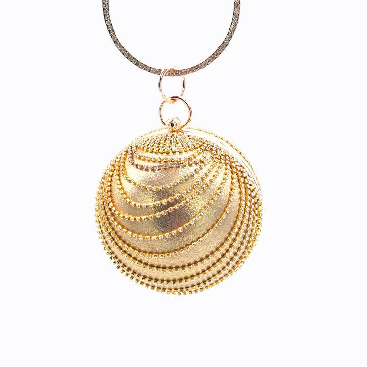 Versatile Round Spherical Handheld Dinner Bag and Cosmetic Garment Bag Gold