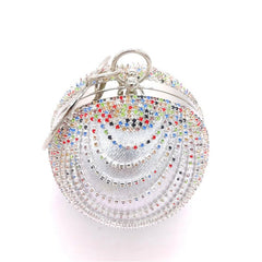 Versatile Round Spherical Handheld Dinner Bag and Cosmetic Garment Bag Mixed Color Silver