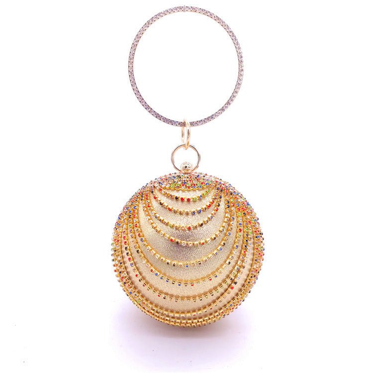 Versatile Round Spherical Handheld Dinner Bag and Cosmetic Garment Bag Mixed Color Gold