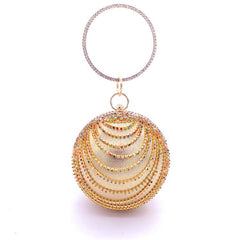 Versatile Round Spherical Handheld Dinner Bag and Cosmetic Garment Bag Mixed Color Gold
