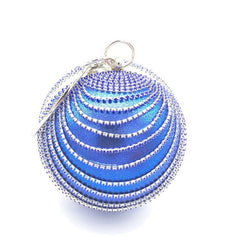Versatile Round Spherical Handheld Dinner Bag and Cosmetic Garment Bag Blue
