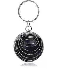 Versatile Round Spherical Handheld Dinner Bag and Cosmetic Garment Bag Black And White