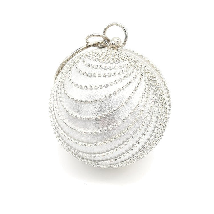 Versatile Round Spherical Handheld Dinner Bag and Cosmetic Garment Bag Silver