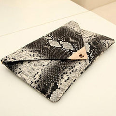 Vintage snake print clutch Black