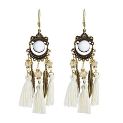 Vintage White Feather Tassel Earrings – Boho Chic Accessory White 2017 1
