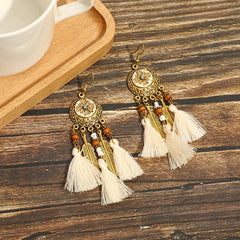 Vintage White Feather Tassel Earrings – Boho Chic Accessory White 2017