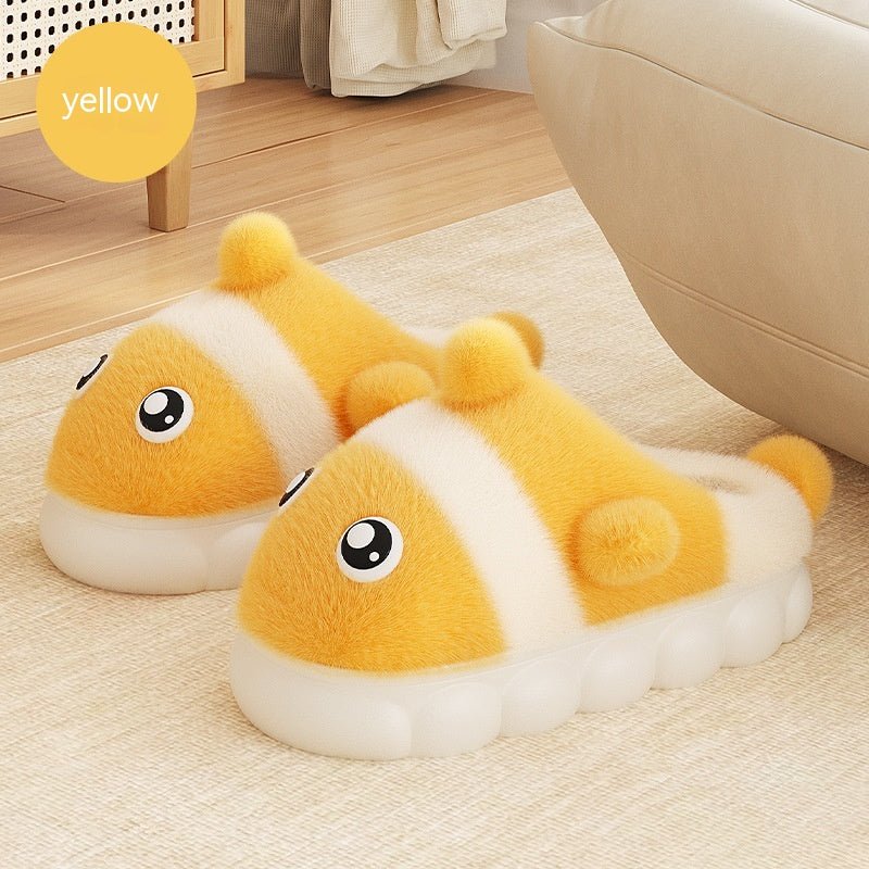 Warm Parent - child Cute Fluffy Casual Slippers Work - From - Home Shoes Yellow