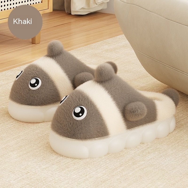 Warm Parent - child Cute Fluffy Casual Slippers Work - From - Home Shoes Green