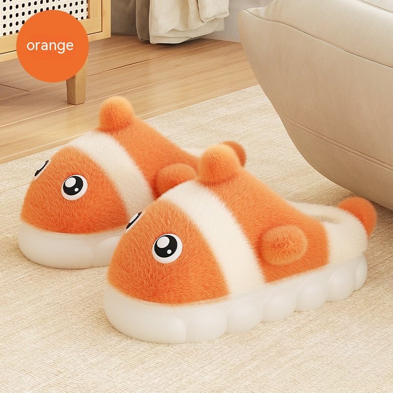Warm Parent - child Cute Fluffy Casual Slippers Work - From - Home Shoes Orange