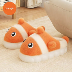 Warm Parent - child Cute Fluffy Casual Slippers Work - From - Home Shoes Orange