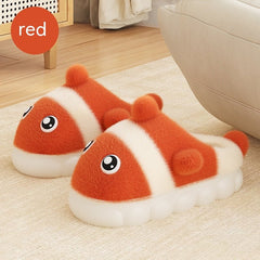 Warm Parent - child Cute Fluffy Casual Slippers Work - From - Home Shoes Red