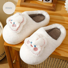 Warm Parent - child Cute Fluffy Casual Slippers Work - From - Home Shoes White Rabbit