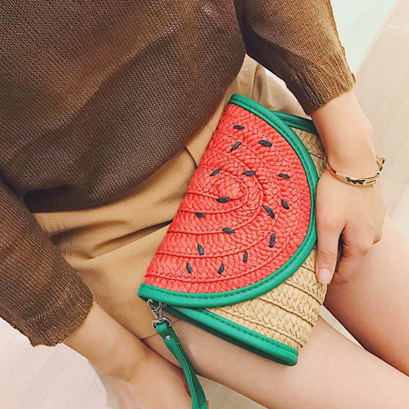 Watermelon Clutch Women's Hand - woven Bag Red