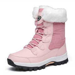 Waterproof Mid - calf Snow Boots for Women with Front Zipper 8828 Pink