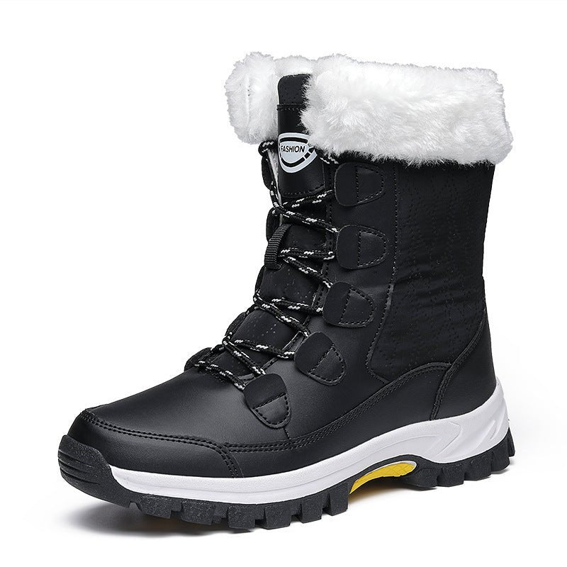 Waterproof Mid - calf Snow Boots for Women with Front Zipper 8828 Black