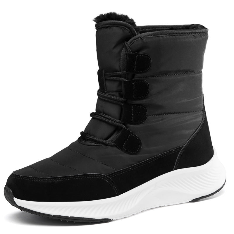 Waterproof Mid - calf Snow Boots for Women with Front Zipper D2308 Black