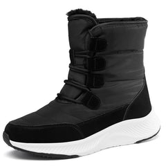 Waterproof Mid - calf Snow Boots for Women with Front Zipper D2308 Black