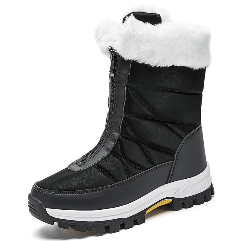 Waterproof Mid - calf Snow Boots for Women with Front Zipper 2239 Black