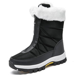 Waterproof Mid - calf Snow Boots for Women with Front Zipper 2239 Black