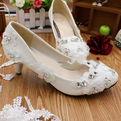Wedding White Anklet High Heels 3cm Heel