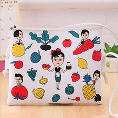 Weekend Carnival Ladies Cartoon Leather Clutch Bag White fruit party