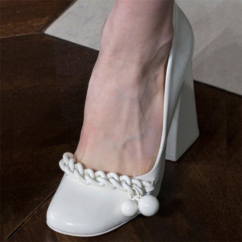 White All - match Shallow Mouth Patent Leather Shoes Elegant Lady White