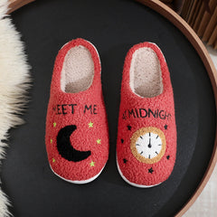 Winter Cute Cartoon Cuddle Cotton Happy Sleepy Feet Slippers MEETME Red