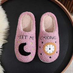 Winter Cute Cartoon Cuddle Cotton Happy Sleepy Feet Slippers MEETME Purple