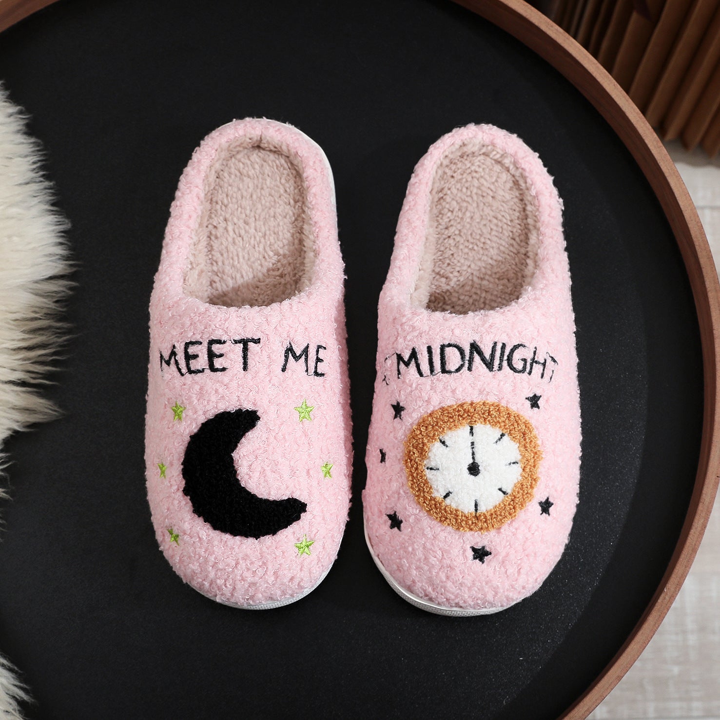 Winter Cute Cartoon Cuddle Cotton Happy Sleepy Feet Slippers MEETME Pink