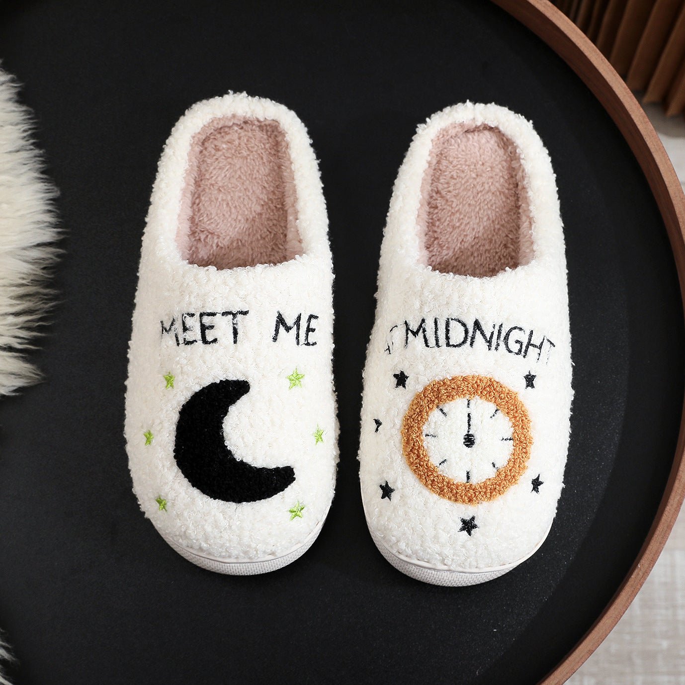 Winter Cute Cartoon Cuddle Cotton Happy Sleepy Feet Slippers MEETME White