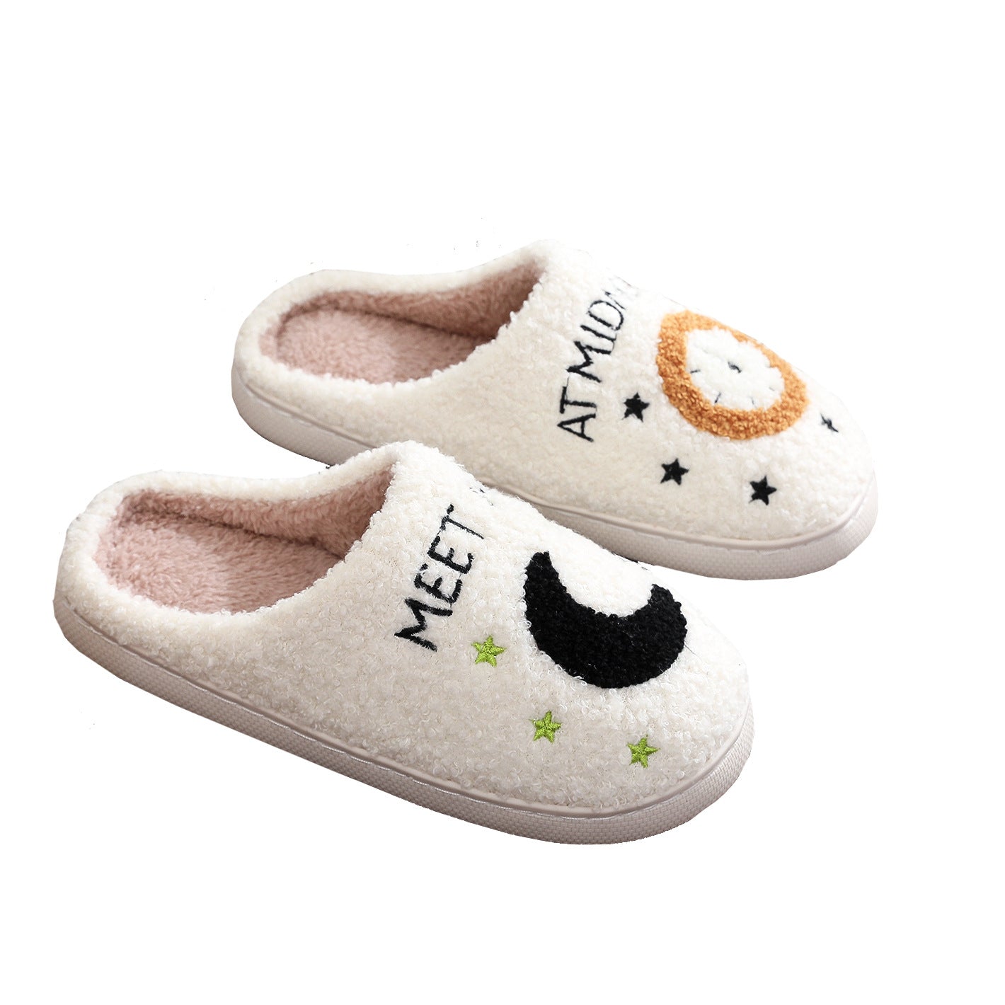 Winter Cute Cartoon Cuddle Cotton Happy Sleepy Feet Slippers MEETME Black