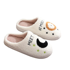 Winter Cute Cartoon Cuddle Cotton Happy Sleepy Feet Slippers MEETME Black