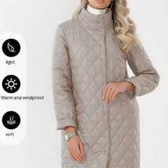 Winter Mid - length Fit Style Warm and Comfortable Cotton - padded Jacket Dark Green