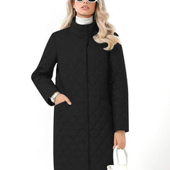 Winter Mid - length Fit Style Warm and Comfortable Cotton - padded Jacket Black